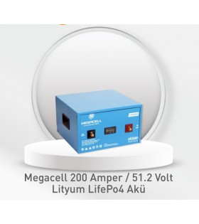 MegaCell Lityum LifePo4 Akü – 200 Amper / 51.2 Volt